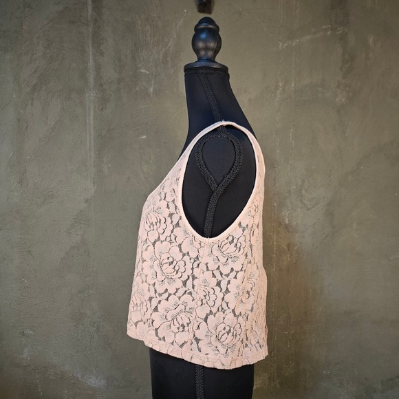 Vintage Love Squared Pink Lace Top S Y2K Coquette Balletcore Fairy Button Back - Picture 2 of 8